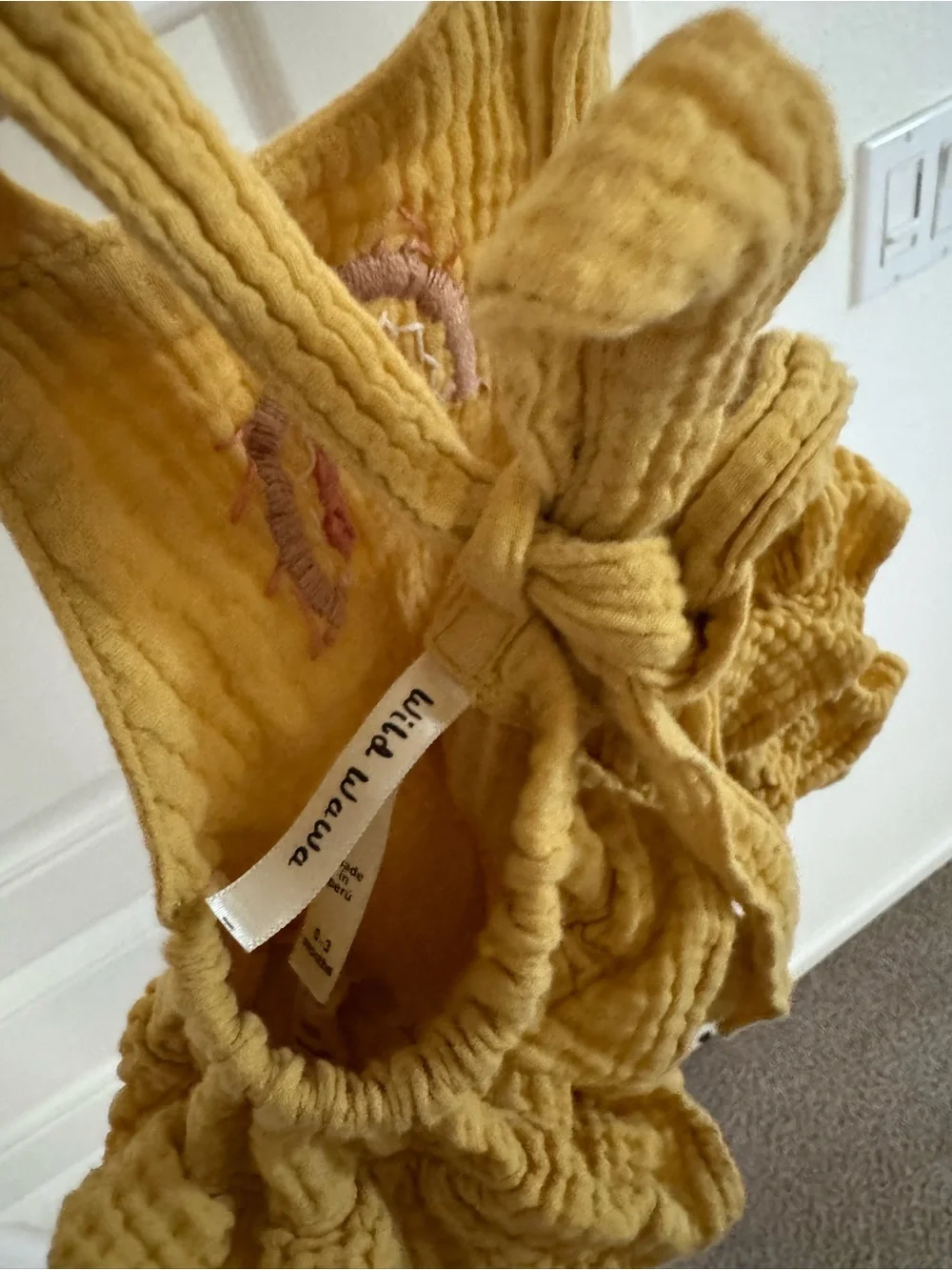 Wild Wawa Mustard Yellow Ruffled Baby Romper